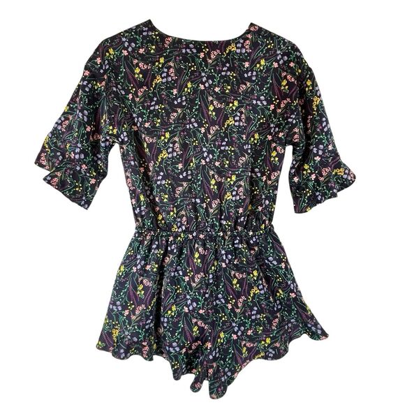 Victorias Secret Whimsy Fairy Dark Florals Shortie Romper Womens SIZE XS Ruffles - Picture 2 of 10